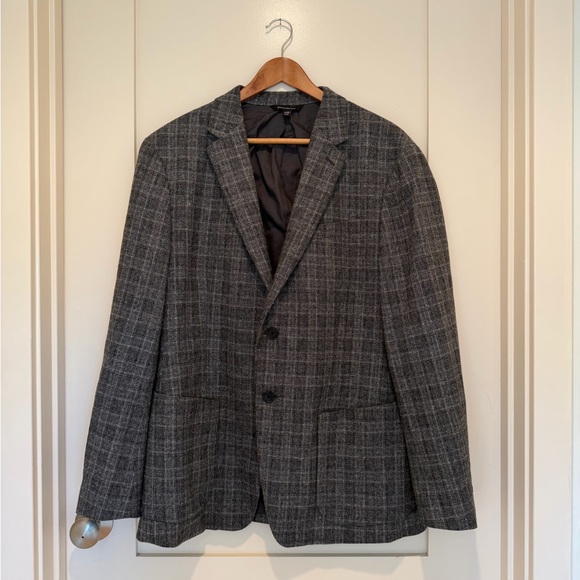 Banana Republic 44R Gray Plaid Wool Blend Blazer Sport Coat 44 Regular - Picture 6 of 7